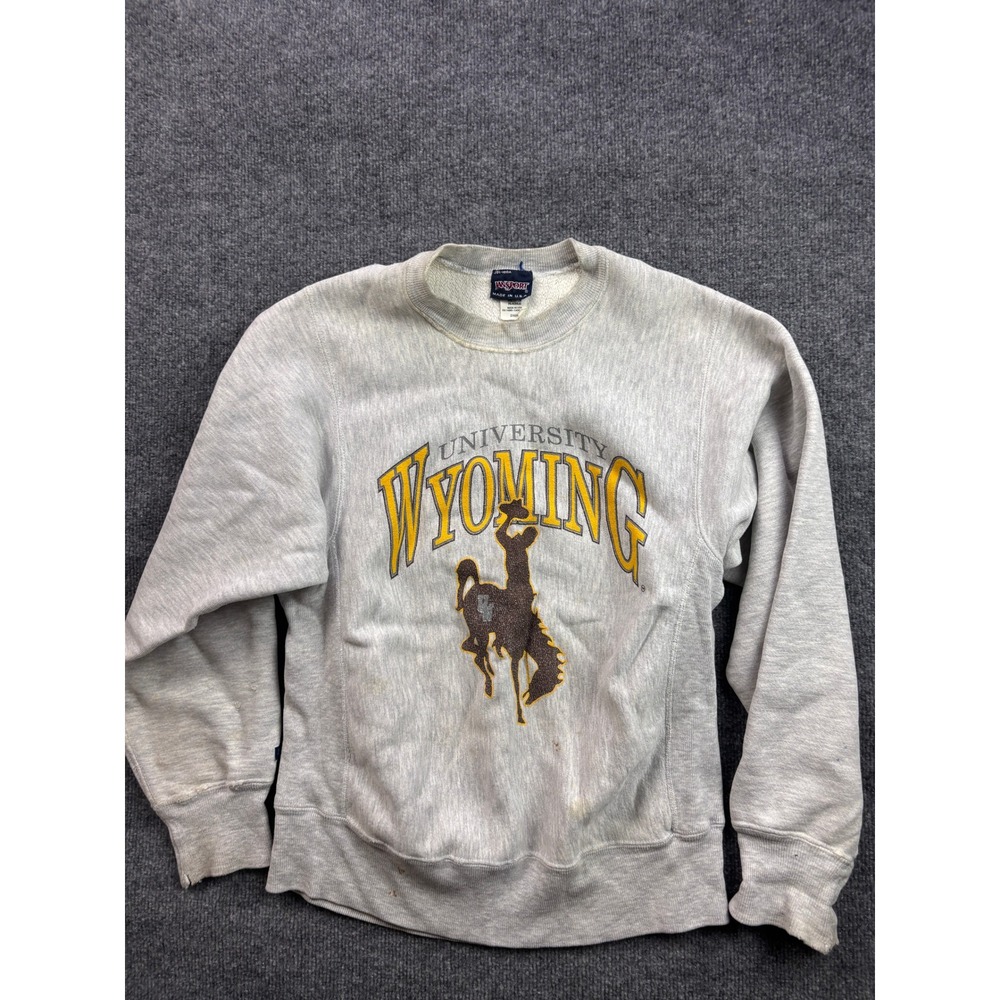 JanSport Sweatshirt Mens Small Gray University of Wyoming Vintage Made in USA